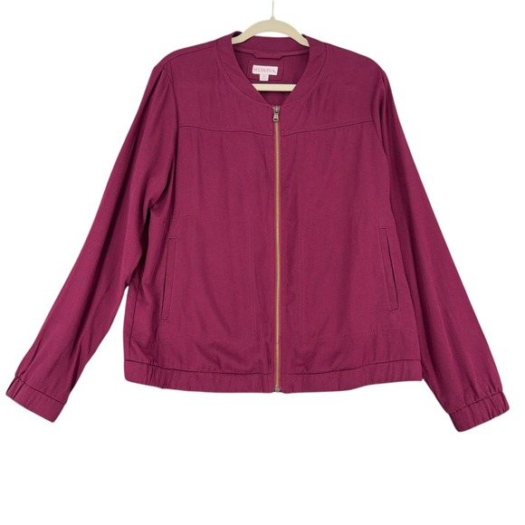 Merona Jackets & Blazers - Merona Burgundy Bomber Jacket Full Zip Long Sleeve Women's XL Lightweight